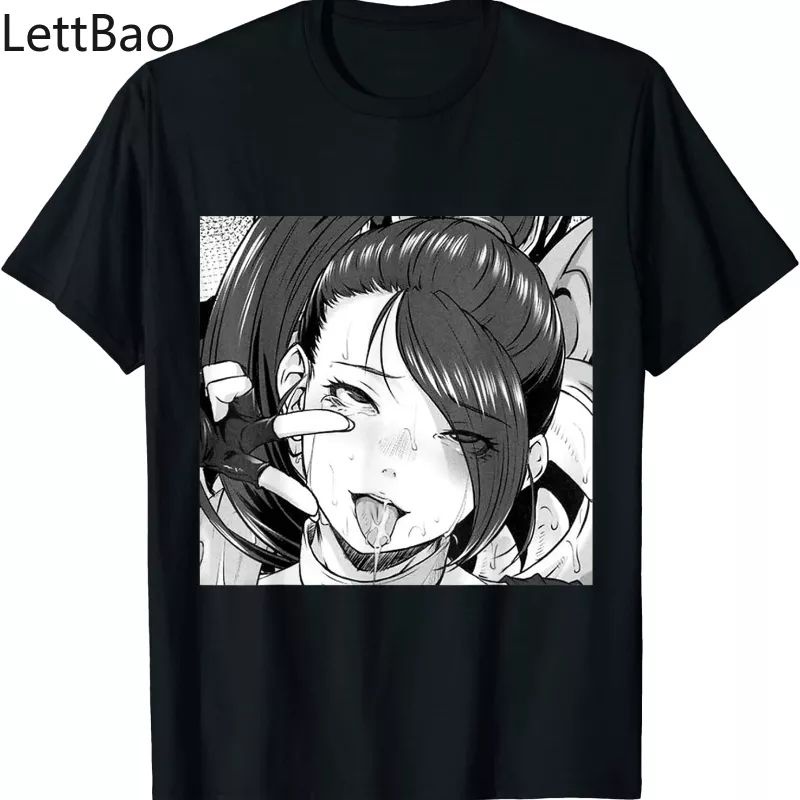 kaos T-shirt Anime Jepang Ahegao ecchi ottaku lengan pendek