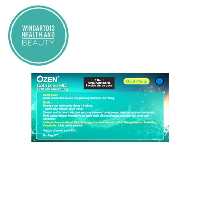 ( 1 Blister ) Ozen / Citirizine / obat Gatal / obat alergi