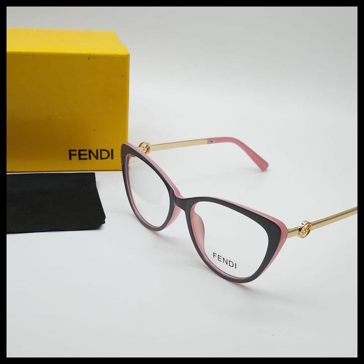 Fendi cat eye frame kacamata wanita free lensa anti radiasi min/plus