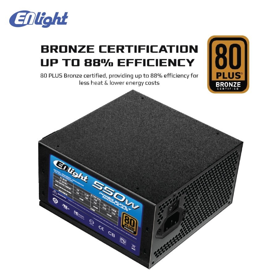 Power Supply Enlight 550 Watt 80+ Bronze Semi Modular Black Edition NEW