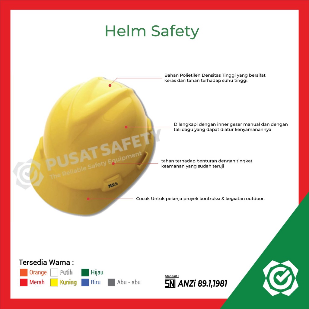 Helm Proyek NSA Vgard Helem Safety Standart SNI ANZI