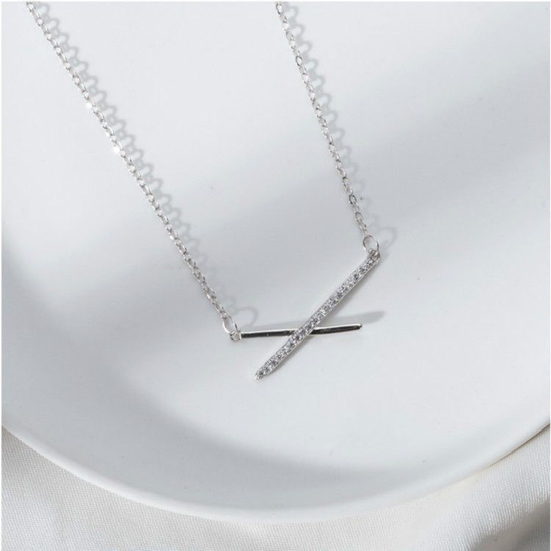 Exquisite Simple Super Fairy Necklace Letter X Zircon Diamond Necklace 210807