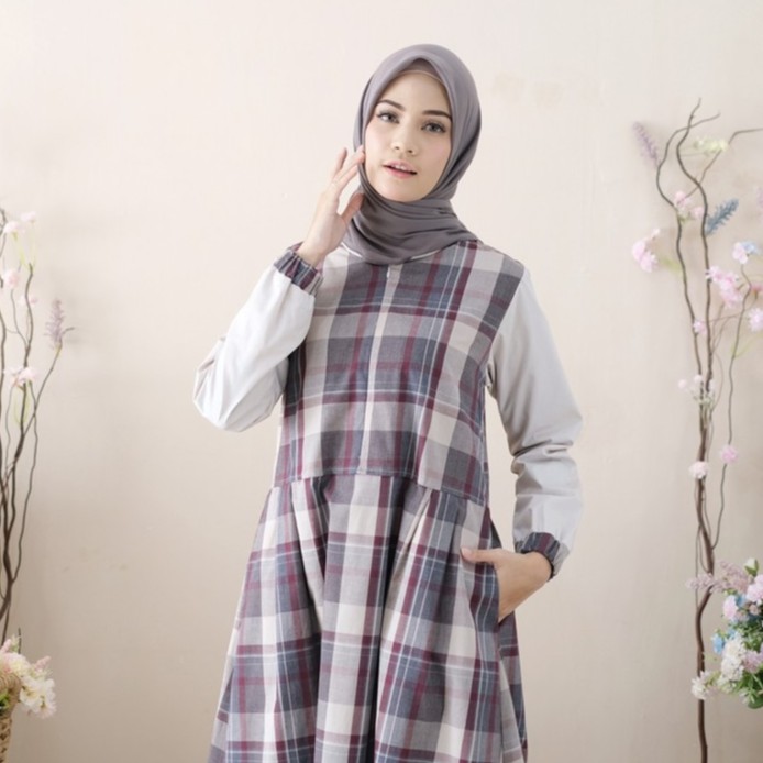 Ramee Qeila Dress/ Gamis katun kotak-kotak