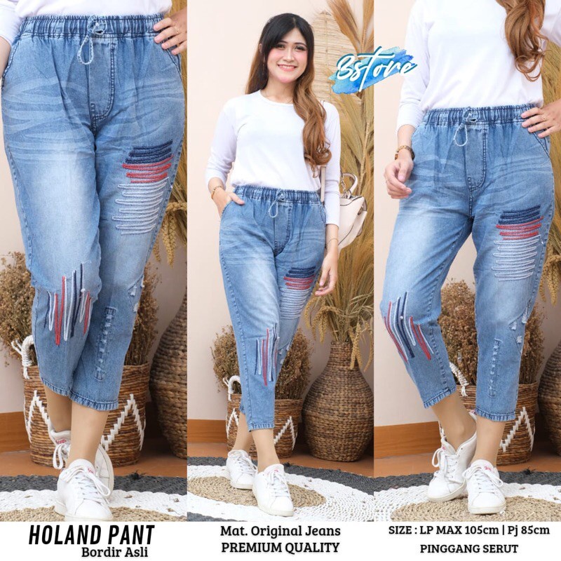 CELANA JINS WANITA TERBARU BAGGY JEANS TERLARIS KEKINIAN BRANDED KULOT CULLOTE HARUKA ALLSIZE TERMURAH  bordir korean karet best seller