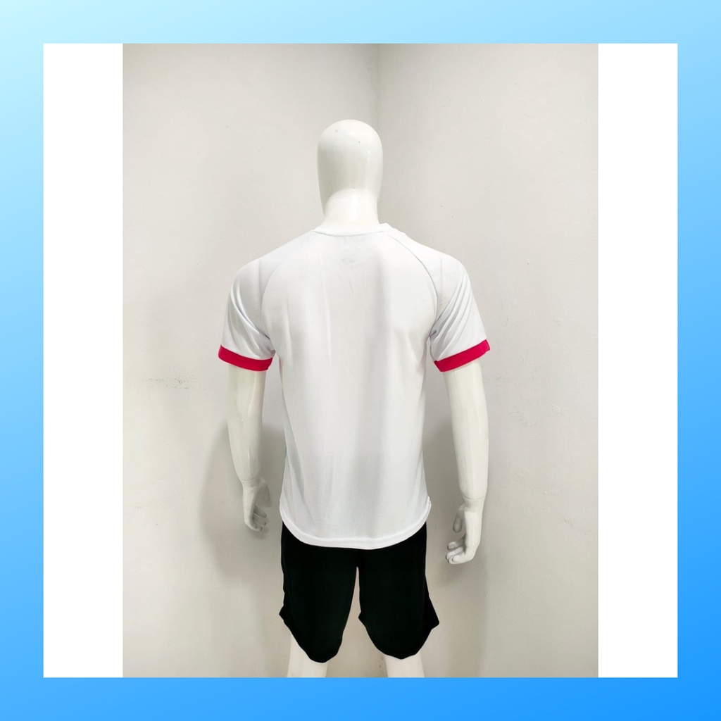 Kaos bulutangkis pria baju badminton dan celana jersey setelan wanita dewasa t-shirt outfit seragam jarsey kostum olahraga pakaian apparel sport jersy bulu tangkis casual jersi sudirman thomas uber cup print custom suit V140 putih polos