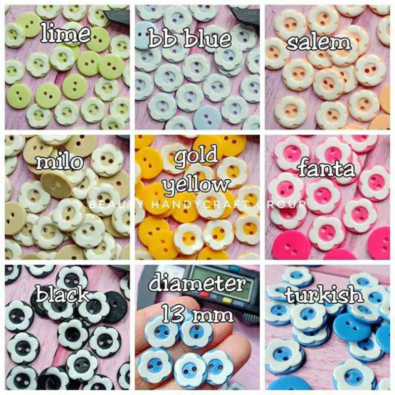 isi 144 Kancing Sakura 13 mm / Kancing Baju Bunga