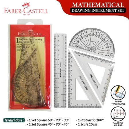 

Peralatan Dan Perlengkapan Sekolah / Kantor Penggaris Matematika Set Faber Castell- Set Mistar Matematika