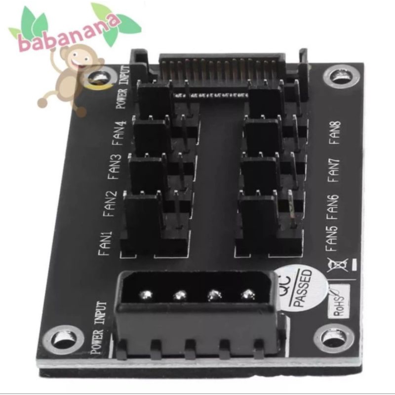 Splitter 1 to 8 PWM Fan Converter Sata Molex cabang kipas cooling pc