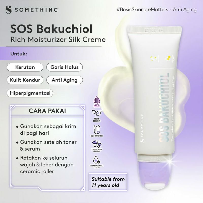 SOMETHINC SOS Bakuchiol Electrolyte Rich Moisturizer Silk Cream - Krim Pagi