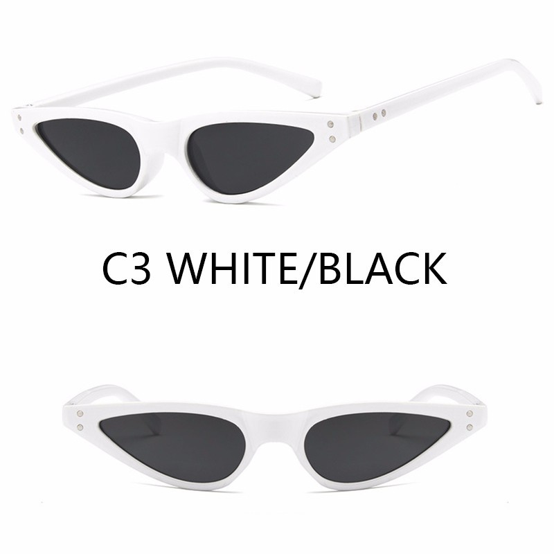 (YUZHU) Kacamata Hitam Vintage Cat Eye Small Sunglasses Drop Shape Women/Men Retro Sun Glasses