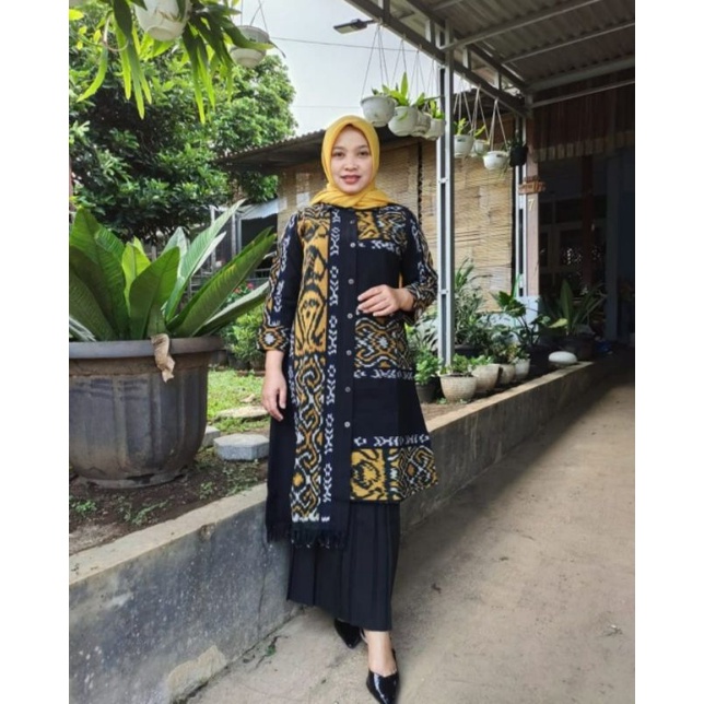 TUNIK TENUN ETNIK JEPARA ASMAT - DRES TENUN HITAM ASMAT