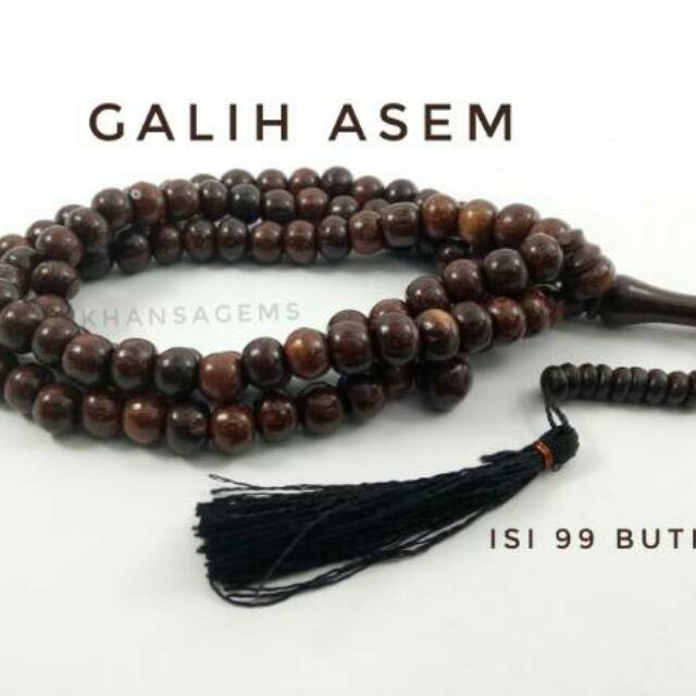 Tasbih Original Kayu Full Galih Asem Dim 8mm 99 Butir Aksesories Keagamaan Ibadah Dzikir Fashion Muslim