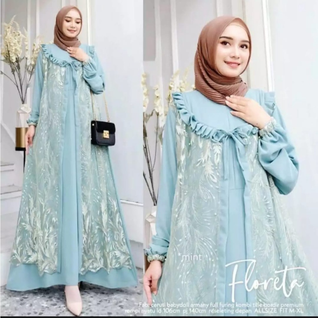 Floreta Dress / ( UKuran M~L~XL ) Baju Wanita Muslim Barukat Gelitter Tile Burdil  / Gamis dress Termurah / Gamis Wanita Pesta Kondangan / Dress maxi / Tunik Barukat Gelitter Termurah / gamis syai Kondamgan / Dress Lagi Piral / Gamis Gress Kekinia Natal