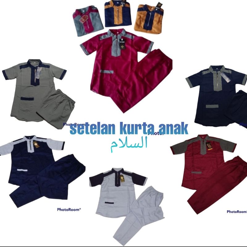 Baju Koko kurta anak laki-laki setelan Koko kurta anak lengan pendek panjang