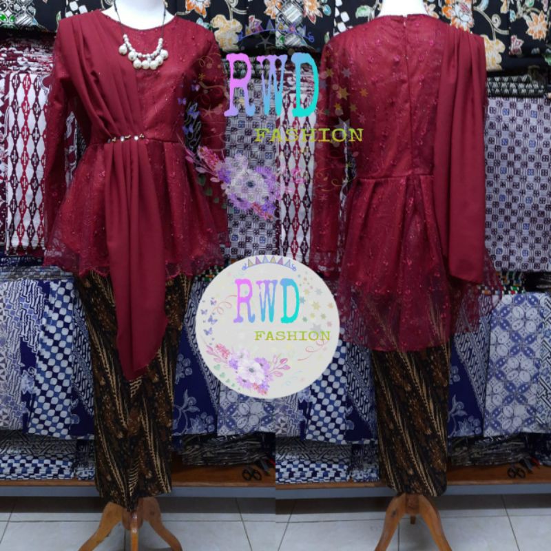 TERMURAH KEBAYA SLENDANG,KEBAYA MAURA,KEBAYA TILE,TERBARU,WISUDA,COUPLE ROK KEMEJA-5