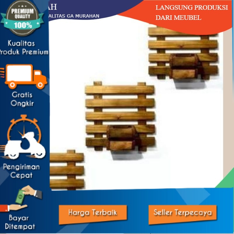 Gantungan Pot Bunga Kayu Tempel/Tatakan Pot Bunga/wooden