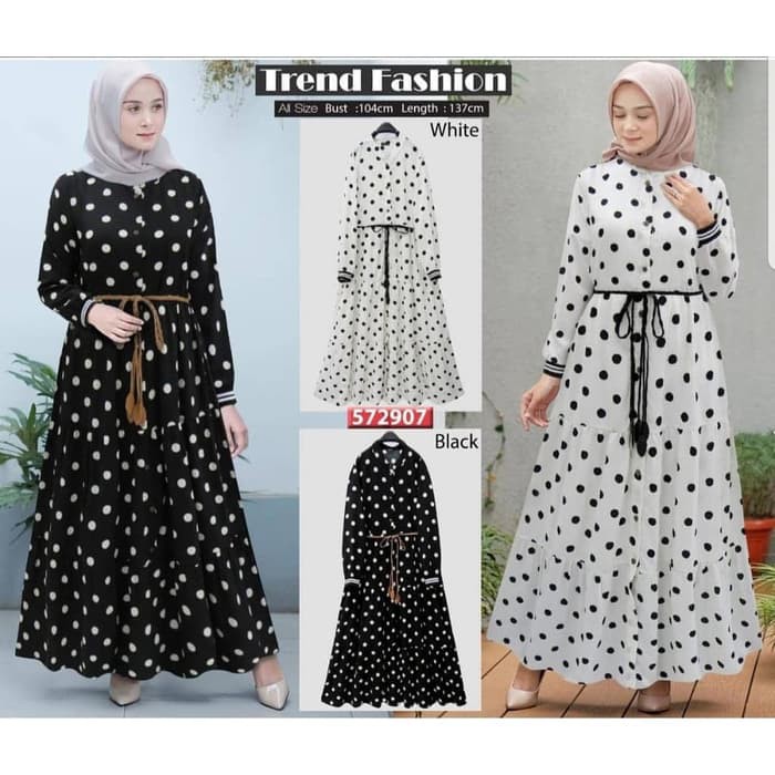 Order Langsung Aqila Maxi Dress Polka Gamis Polka Wanita Muslim terbaik