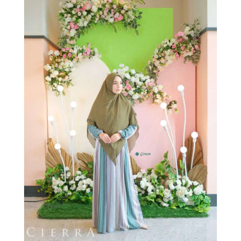 Dress Alisya green by cierra | Gamis alisya cierra | gamis set Khimar | Free Gift