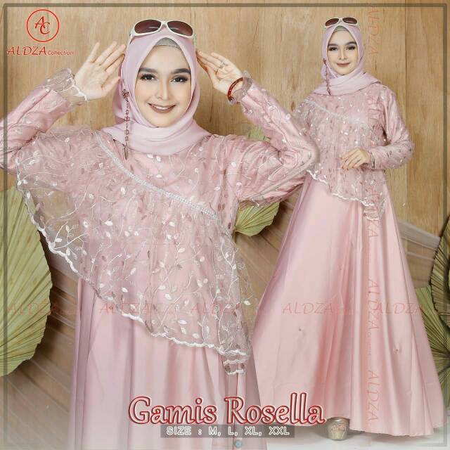 GAMIS SYARI POLOS BRUKAT TILE ROSELLA GAUN PESTA KONDANGAN