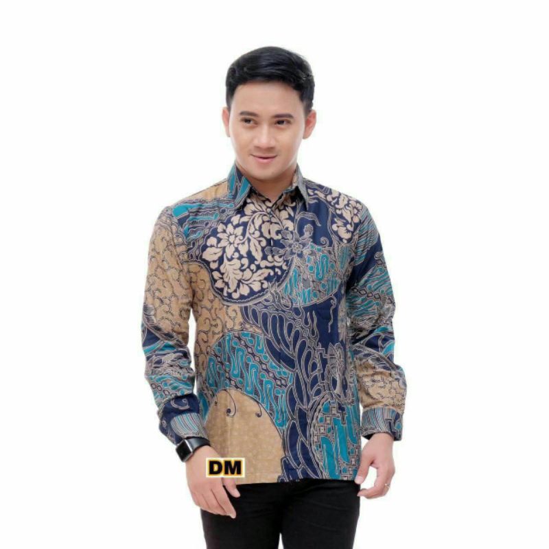 Riskymabatik || Batik Couple Batik Couple Modern Baju Batik Couple Batik Tunik Couple-Kmj cap toska