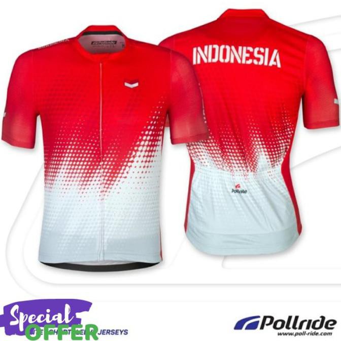 New Jersey Sepeda Roadbike Pollride Tanggoeh Merah Putih Short Sleeve The.Dad