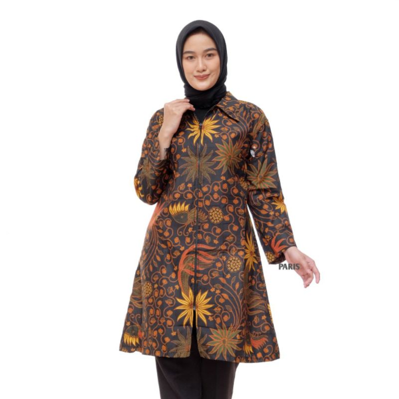 TUNIK BATIK ZIPPER DEPAN TERBARU