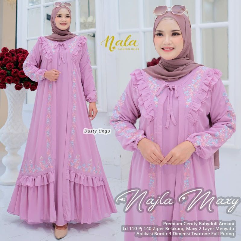 Najla maxy // gamis ceruty bordil // gamis terbaru // BISA COD