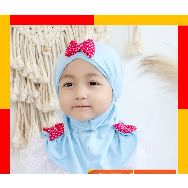 JILBAB ANAK BAYI LUCU LOL LED MUSIK 0-3 TAHUN PITA POLKA / JILBAB ANAK PITA LUCU