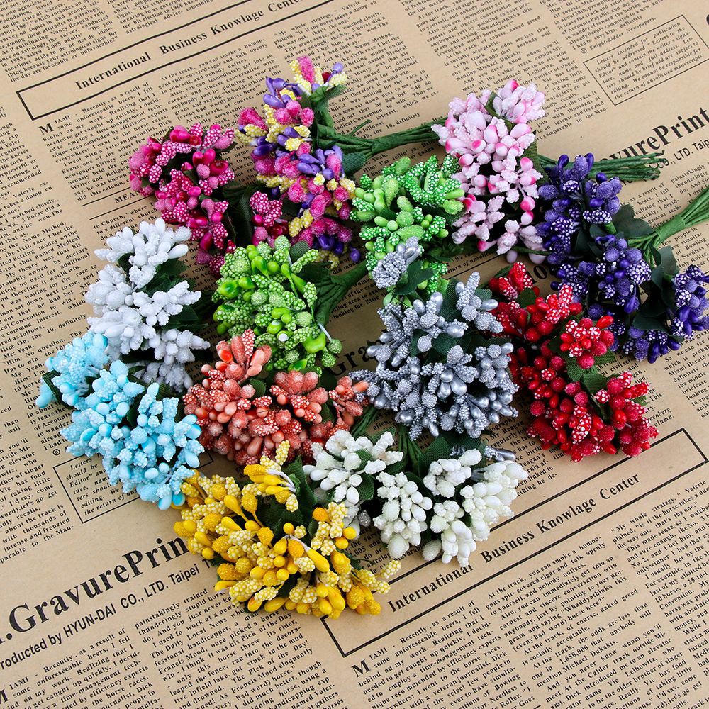 12Pcs Lot Buket Bunga Buatan dengan Bahan  Kain untuk  