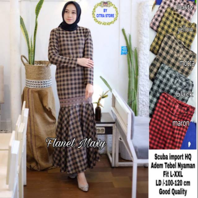 GAMIS DUYUNG MOTIF KOTAK PREMIUM SCUBA SUPER JUMBO