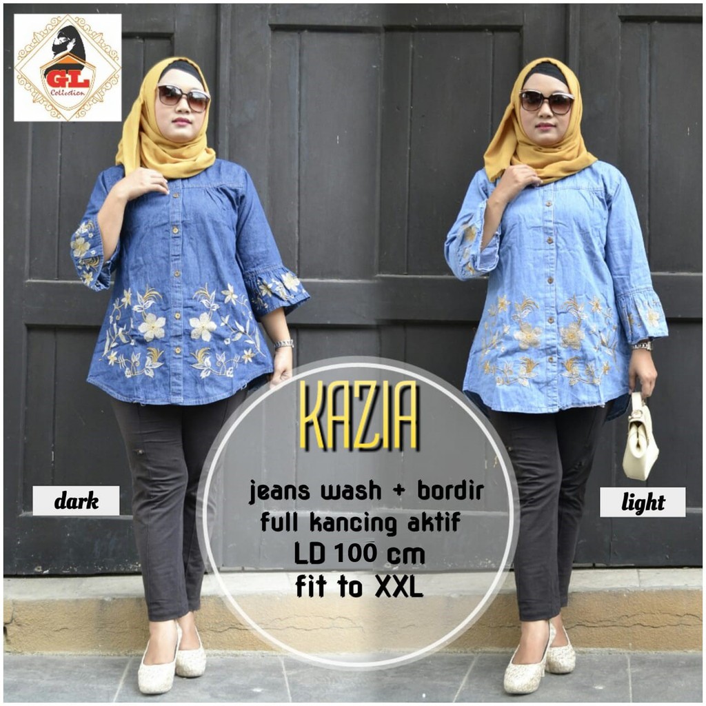 UKKY KAZIA BLOUSE BORDIR BUNGA ORIGINAL JEANS KEKINIAN GBM