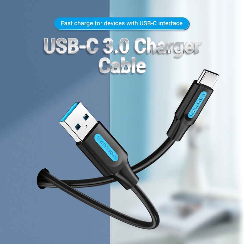 KABEL DATA CHARGER FAST CHARGING VENTION USB 3.0 TYPE-C COZ 0.25m  / 0.5m / 1m / 1.5m / 2m