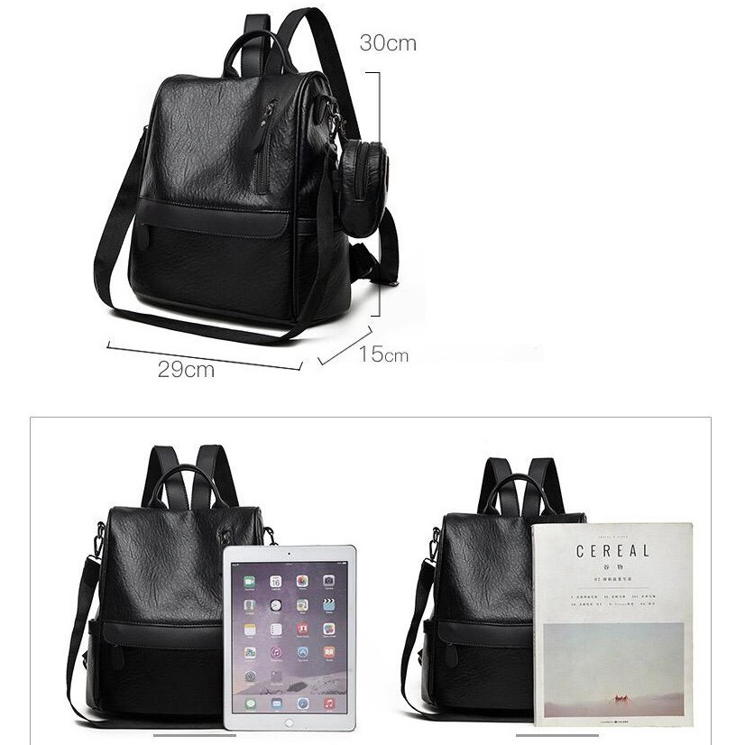 BJ16122 (2IN1) - BLACK/BROWN - TAS RANSEL FREE POUCH BEST SELLER PU LEATHER KULIT SINTETIS TAS WANITA FASHION IMPORT MODIS ELEGAN TERMURAH TERLARIS TERBARU BAGSTORE JAKARTA TAS BATAM ELJ6122 JT1065 VC88233 CR7453 BQ3077 LT1942 ZC1444