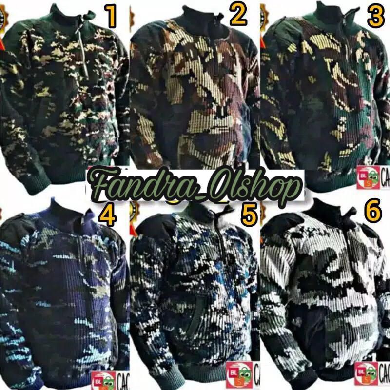 Jaket Switer Loreng Standar TNI POLRI Merk AR Exclusive. Kualitas Terbaik 