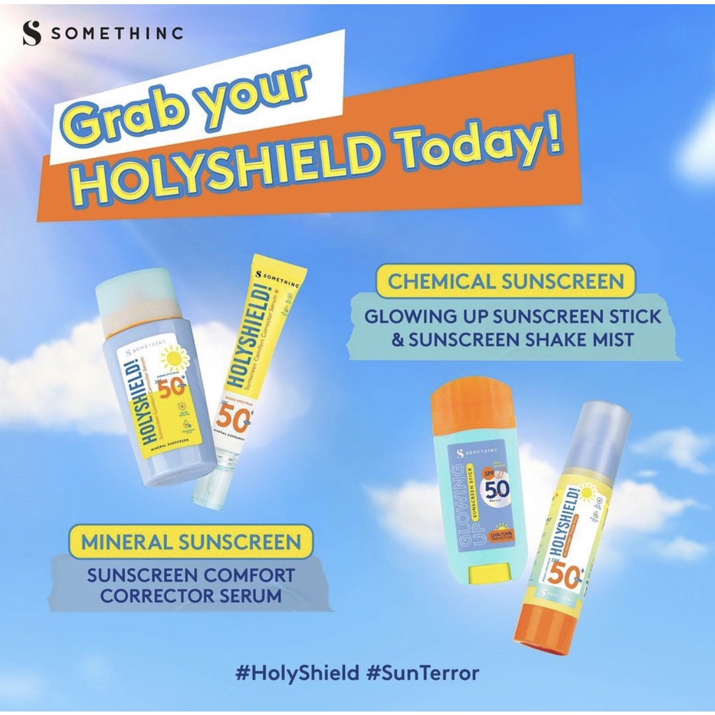 SOMETHINC Holyshield! Sunscreen Comfort Corrector Serum SPF 50+ PA++++ Somethinc Holyshiled Sunscreen Shake Mist SPF 46PA+++  / holyshield uv watery sunscreen gel / No Sebum Mineral Blur Translucent Loose Powder SPF 30 PA++