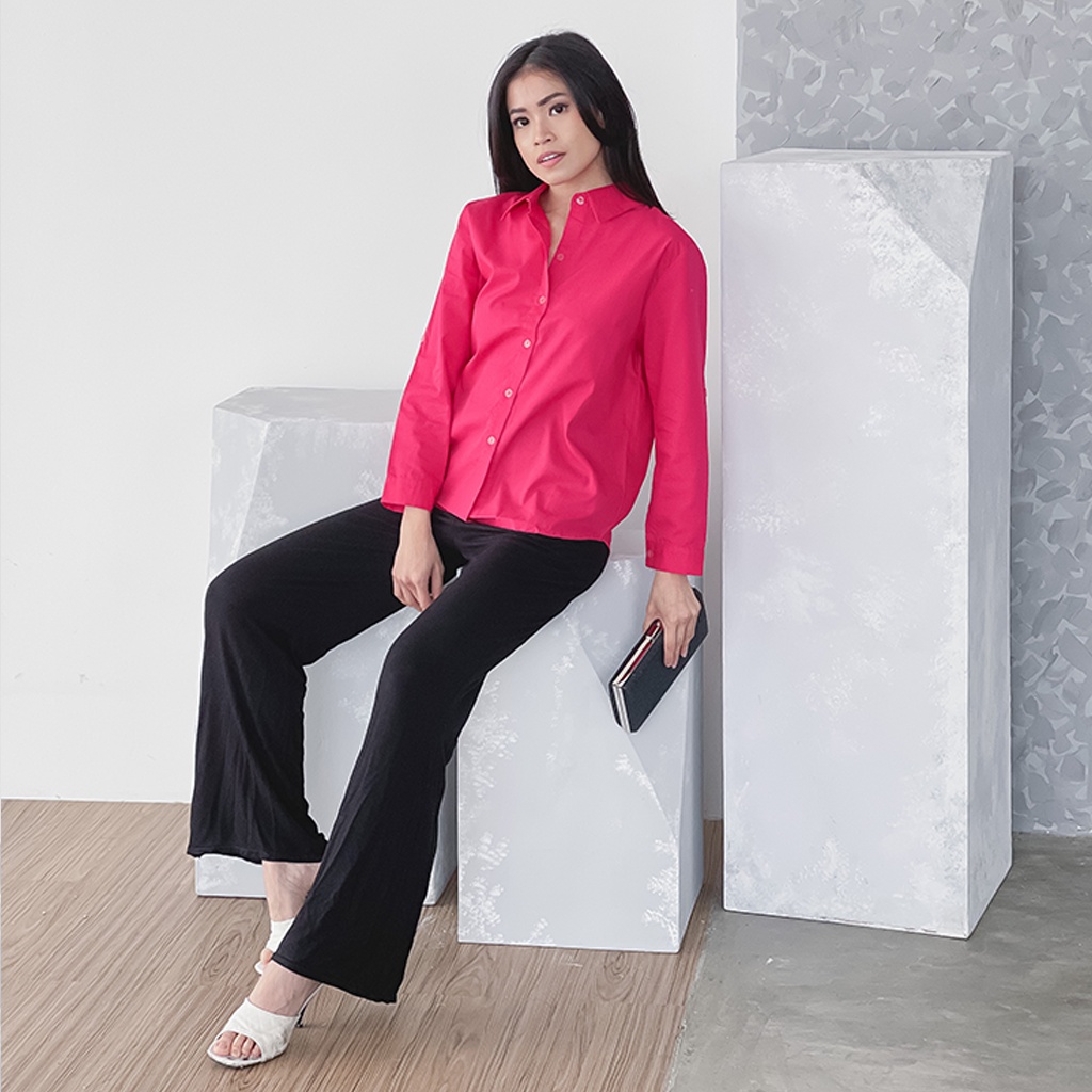 KEMEJA WANITA KATUN POLOS,SALUR,KOTAK