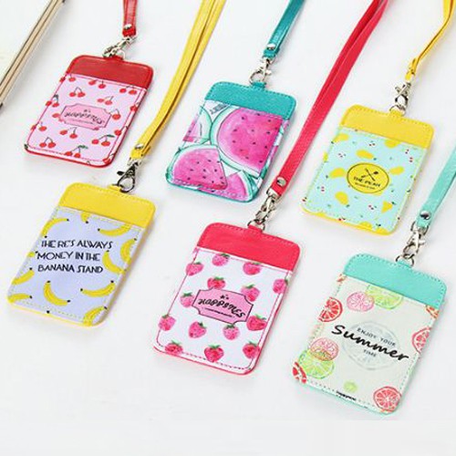 OILA tempat kartu busway ID card case kartun motif buah stationary (3F1) stk012