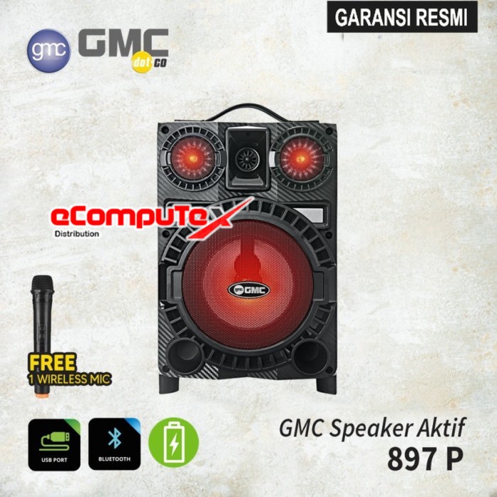 SPEAKER KARAOKE KOPER GMC 897P 897 P BLUETOOTH 6.5 INCH FREE MIC GARANSI RESMI