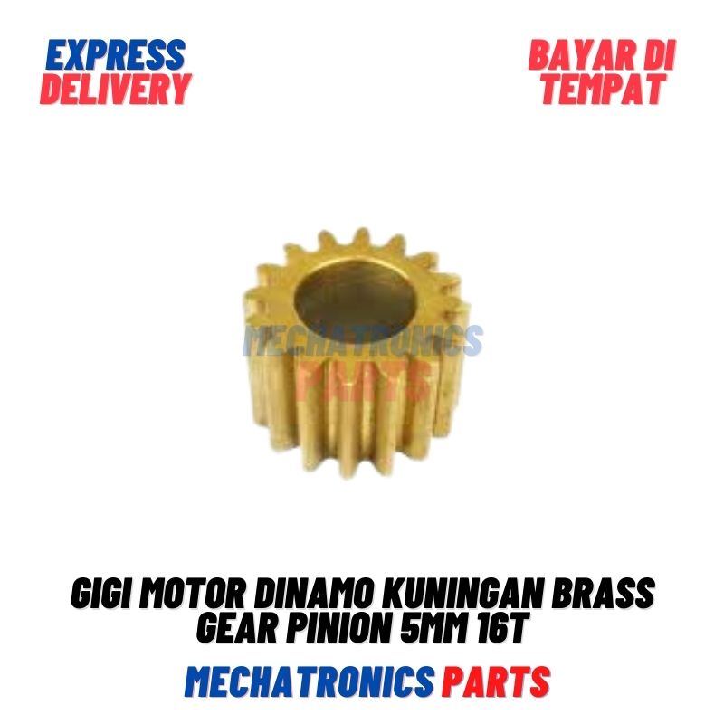 Gigi Motor Dinamo Kuningan Brass Gear Pinion 5mm 16T