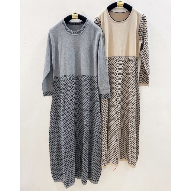 Am*li* knit mocca n grey maxi dres