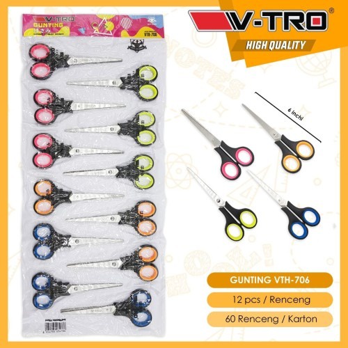 

Gunting Vitro 706 Hitam / Gunting Renceng Tanggung / Gunting 6 inci / Gunting Gagang Karet