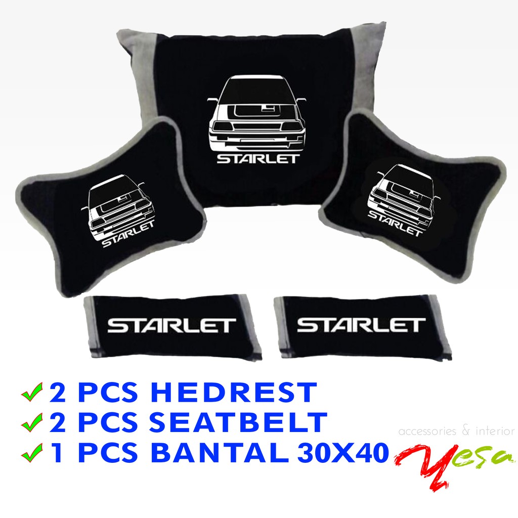Bantal Mobil STARLET Headrest Mobil Bordir Siluet