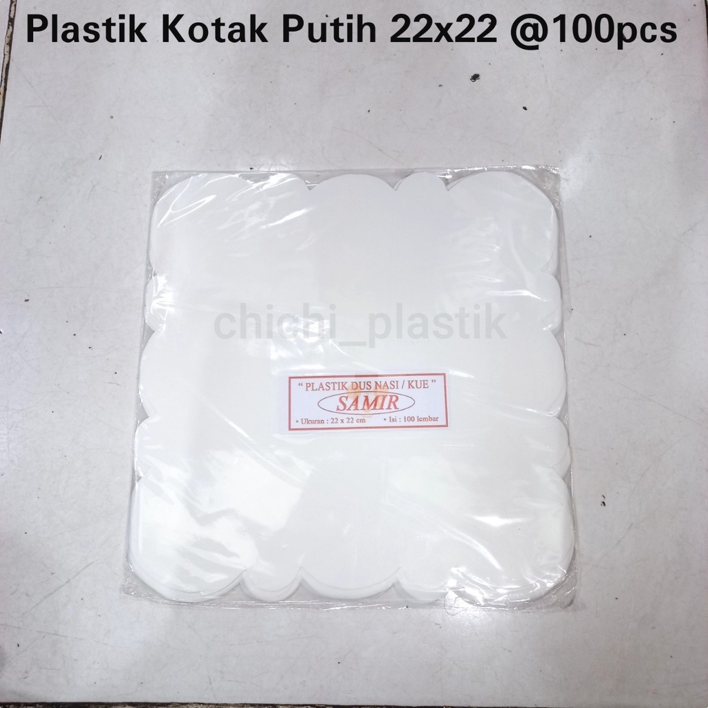 Plastik kotak putih 22x22 /Kertas nasi bunga kecil / kertas putih bulat / samir putih  / kertas minyak / kertas pembungkus