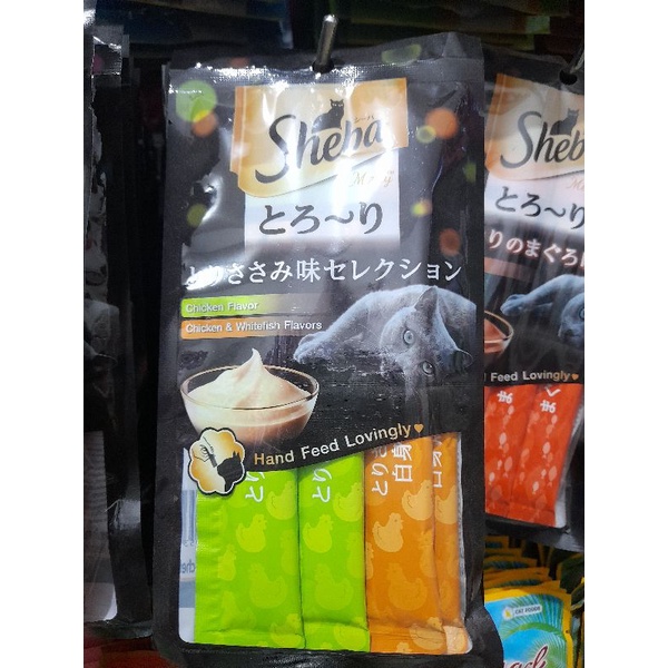 Snack Kucing Sheba Liquid isi 4pcs- Chicken With Fish