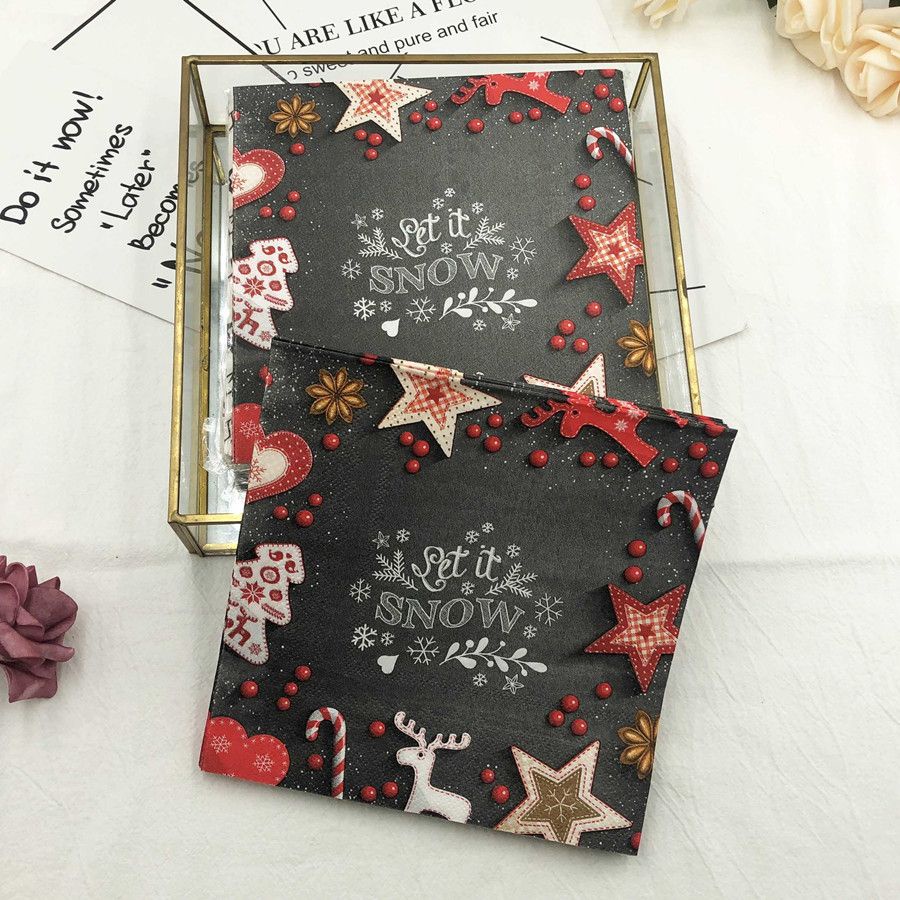 20 Sheets/Pack Christmas Theme Paper Napkin For Wedding Birthday Home Party Decoration Servilleta Supplies