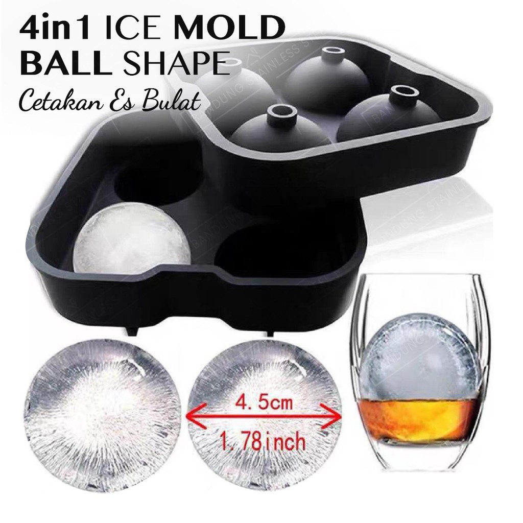 Cetakan Es Batu Model Bulat Bola Ice Maker Silicone Karet Hitam Bundar