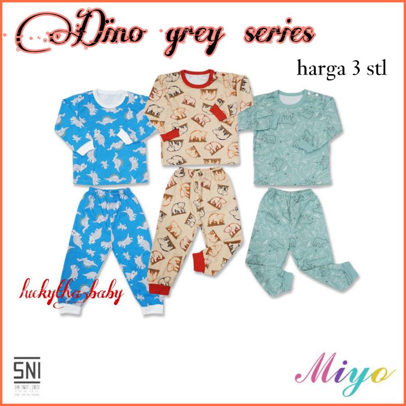 3pcs_miyo by LIBBY SETELAN PANJANG motif GEORGE MONKEY , SQUIREL Dino grey series, STARGAZING S.M.L / piama MIYO BY LIBBY TERBARU