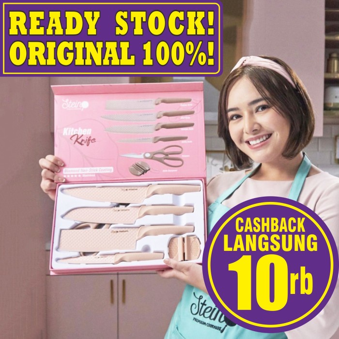 PISAU SET Steincookware Stein Pisau Diamond Knives Set 6 in 1 (ORIGINAL) (E5U5) Pisau dapur set stai