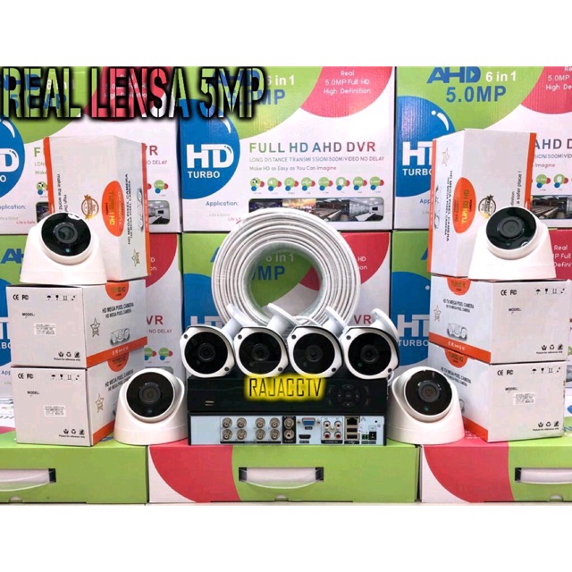 Paket CCTV 8 Channel 8 kamera Full HD LENS 5MP KOMPLIT TINGGAL PASANG BOSKU