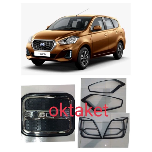 paket garnish depan belakang + Tank cover Datsun Go + hitam chrome